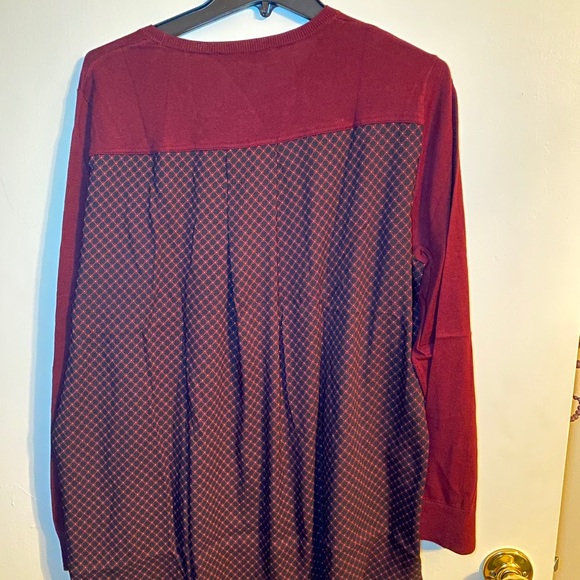 NWT Loft maroon mixed media sweater w navy line XL - Picture 9 of 13